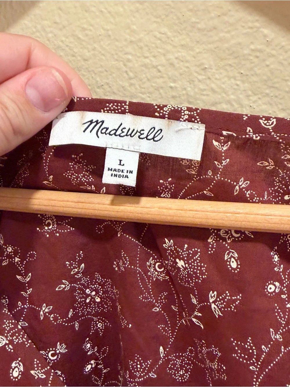 Madewell Cotton V-Neck Puff Sleeve Top in Rust Dainty Floral Large